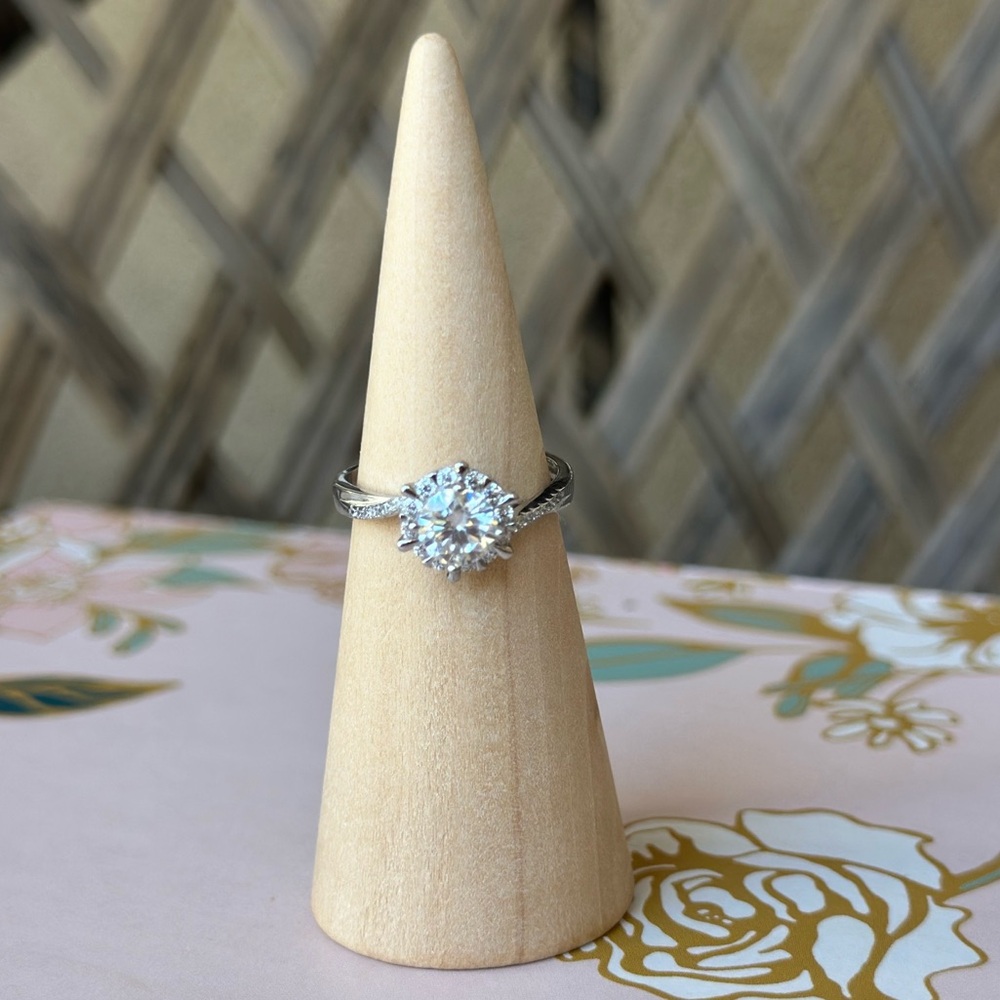 1.0 ct Moissanite Diamond Ring 18k gold plated Sterling Silver base